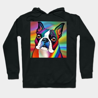 Boston Terrier Rainbow Painting Hoodie